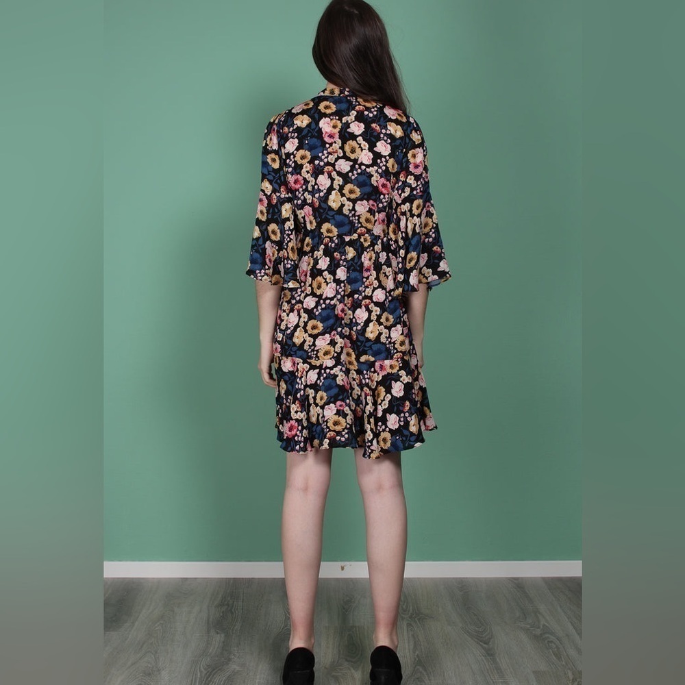 byTiMo Vintage Drape Mini Dress in Flora Black - Picture 4 of 16